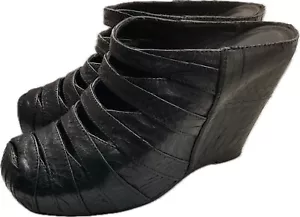 RICK OWENS Black Mummy Snake Wedge Platform Mule Clogs EU 39.5 US 8.5 - Picture 1 of 12