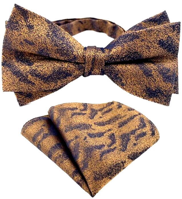 Pajarita ajustable preatada para hombre a rayas gris dorado pajarita pañuelo boda fiesta Foto 1 de 1