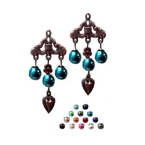 Earrings copper chandelier drop with pearls, choose color and fittings - Picture 1 of 17