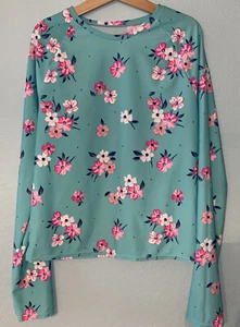 Gap Kids 2-Pc Aqua Floral Rashguard Bikini Swimsuit Sz XXL - Picture 1 of 10