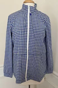 NWT Talbots Blue White Plaid Zip-Front Lightweight Jacket Collared Long Sleeve M - Picture 1 of 3