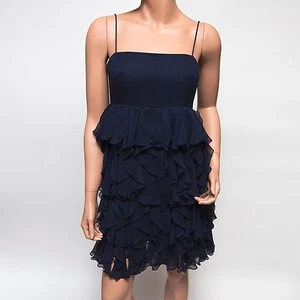 Juicy Couture Miranda Navy Silk Ruffled Evening Dress $500 US4 - Picture 1 of 11