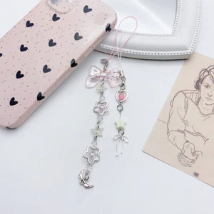 Fashion Sweet Handmade Keychain Bow Phone Chain Heart Pendant Phone Chain GifJO - Picture 1 of 14