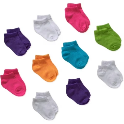 Calcetines Hanes® de corte bajo para niñas y niñas pequeñas, paquete de 10 "ARCH SUPPORT" ¡¡NUEVOS!!! Foto 1 de 4