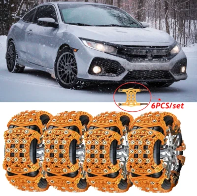 6Pcs Wheel Tire Chains Snow Rain Mud Anti-Skid Emergency For Honda Civic Accord - Image 1 of 4