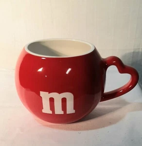 M & M M&M's Valentine Mug Red Heart Handle Cup Mug Teleflora Ceramic 2005 - Picture 1 of 2