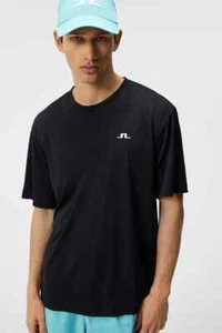 J Lindeberg Herren Ade Kurzarm T-Shirt Medium Tennis Schwarz NEU AMJT11294 - Bild 1 von 8