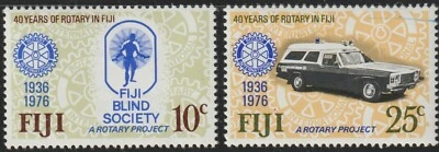 1976 Fiji SC# 365-366- Rotary International - # 366 has ink Mark - M-LH - Image 1 of 2
