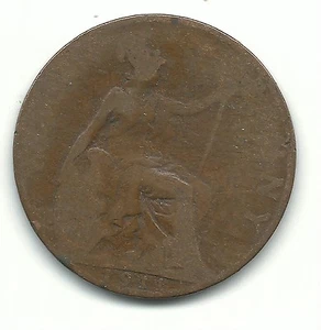 A VINTAGE 1911 GREAT BRITAIN ENGLISH 1/2 HALF PENNY CENT-JUN964 - Picture 1 of 2