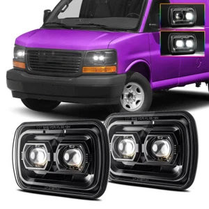 for Chevy Express Cargo Van 1500 2500 3500 2X 5x7" LED Headlights HI-LO Brighest - Picture 1 of 12
