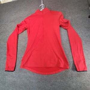 Nike Pro Sweater Womens Small Red Dri Fit 1/2 Zip Long Sleeve Thumbholes