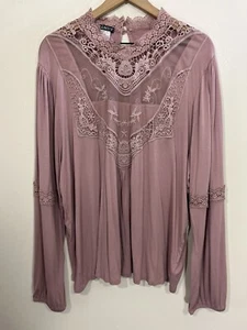 Romantic Victorian Inspired Boho Cottage Prairie Top 3X Peasant Fairy Mauve Pink - Picture 1 of 14
