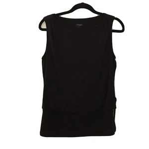 Ann Taylor Women’s Size M Medium Black Sleeveless Blouse W/ Gold Zipper Tank Top - Picture 1 of 7