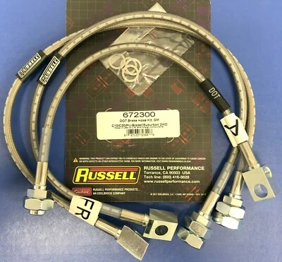 Russell 672300 Stainless Steel  Brake Hose Kit Chevy GMC C10 C20 1973-78 2WD - Image 1 of 2