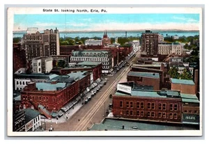 Cartolina State Street View Looking North Erie Pennsylvania PA UNP WB N20 - Foto 1 di 2