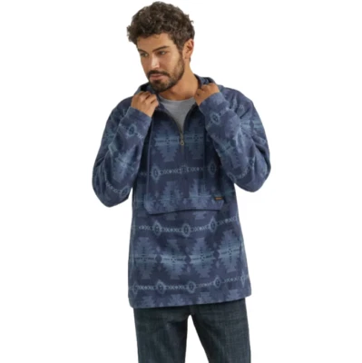 Sudadera con capucha para hombre Wrangler jacquard azul zafiro azteca 1/4 cremallera 112353284 Foto 1 de 2