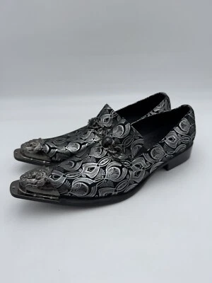 Santimon Men’s Loafers Pointed Toe Leather Metal Tip Toe Guard Western Shoes - Image 1 of 4