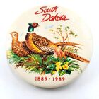 1989 South Dakota Lapel Pin Pheasant State 1889 - 1989 Centennial Ceramic Brooch