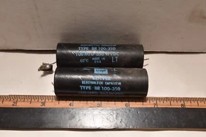 coppia condensatori CDE CASTORO, BR 100-350, 100 MFD, 350 WVDC USA - Foto 1 di 2