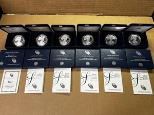 2013 2014 2015 2016 2017 2018 W PROOF American Eagle SILVER Box & COA 6 Coins - Picture 1 of 16