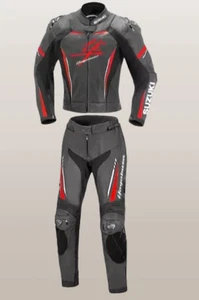 BIKER RACING SUIT MOTORCYCLE SUIT MOTORBIKE LEATHER SUZUKI SUIT Two Pieces - Picture 1 of 5