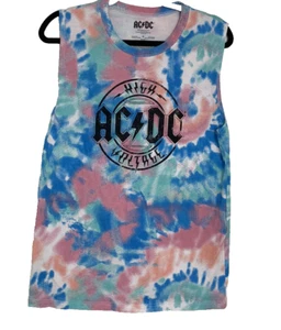 ACDC Tie Dye Tank Pink Blue Sleeveless Tee size Medium - Picture 1 of 4
