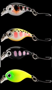 kit 4 mini minnow crank pesca trout area light spinning esche artificiali lago - Foto 1 di 7