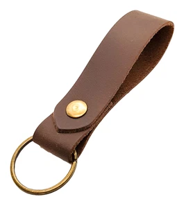 Leder Schlüsselring / Schlüsselanhänger braun Distressed Leder Antik Messingbeschläge - Bild 1 von 4