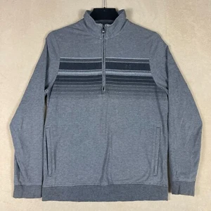 Travis Mathew Mens S 1/2 Zip Long Sleeve Pullover Gray Striped Zip Pocket - Picture 1 of 14
