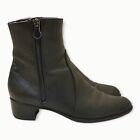 Munro American Ankle Heel Boot Shoes Womens Size 9 Black Leather Zip