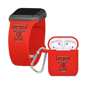 Texas Tech Red Raiders Engraved Apple Watch Band And Airpod 1&2 Combo Package - Picture 1 of 7