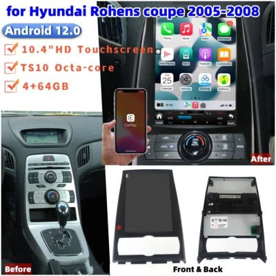 10.4"HD Screen Car Multimedia Player For Hyundai Genesis Coupe 2005-2008 DSP SWC - Image 1 of 4
