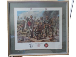 Rick Reeves signed "Trophies:Victory at Tarawa" Framed Print - Picture 1 of 3