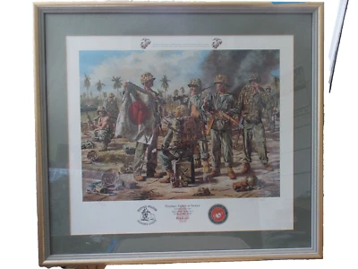 里克·里夫斯签名“奖杯:塔拉瓦胜利”带框印刷品 — 第 1/3 张图片