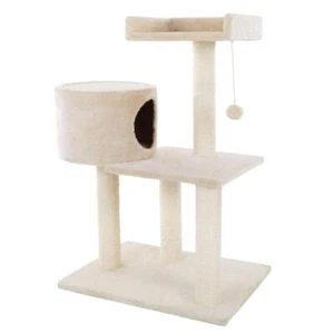 Petmaker Cat Tree/Condo 31"H 3-Tier Spacious W/ Hanging Toy Soft-Fabric Biege - Picture 1 of 3