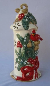 Blue Sky Christmas Tall CARDINAL BIRD HOUSE Goldminc Tealight Candle Holder - Picture 1 of 12