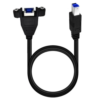 USB-B 3.0 Male to Female Extension Cable 0.5m Panel Mount for Printer/Scanner - Image 1 of 3