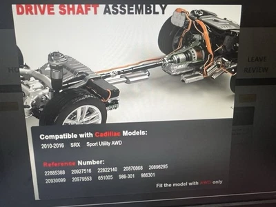 Rear Driveshaft For Cadillac SRX 2010-2016 AWD 651005 986-301 - Image 1 of 3