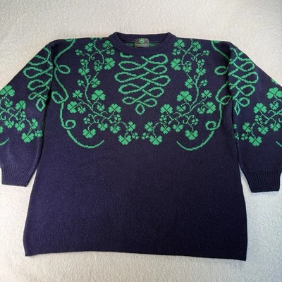 Изумрудный остров свитер мужской XL темно-зеленый кельтский трилистник сделано в Ирландии - Изображение 1 из 4