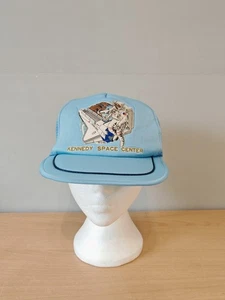 Vintage 80er NASA Kennedy Space Center Trucker Cap Mütze blau Mesh verstellbar - Bild 1 von 7