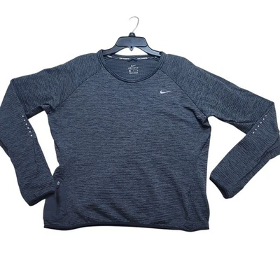 Nike Running Dri-FIT Pullover Top Thumb Holes Reflective XL Workout Activewear - Image 1 of 4