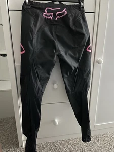 Youth M 10 Black Fox 180 Padded Racing Pants With Leather Knee Pad Heat Protect - Picture 1 of 3