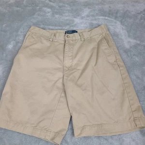 Vintage Polo Ralph Lauren Shorts Men 32 Beige Pleated Chino Cotton - Picture 1 of 11