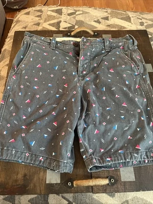 HOLLISTER Mens Retro Geometric Gray Pattern Chino Shorts Size 32 - Image 1 of 4