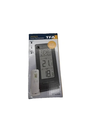 TFA Dostmann Funk Thermometer Innen/Außen, 30.3072.01.90, inkl. Funkuhr, schwarz - Bild 1 von 4