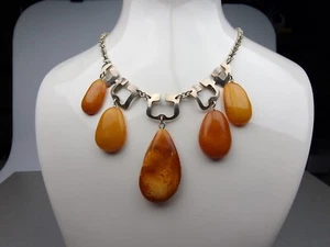 Vintage Natural 21.55 gr. Butterscotch Egg Yolk Baltic Amber Necklace - Picture 1 of 18