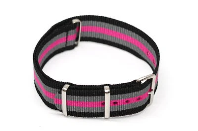 CORREA RELOJ BUZO DEPORTIVO MILITAR RAF BALÍSTICO NAILON NEGRO ROSA GRIS NEGRO 20 MM Foto 1 de 2