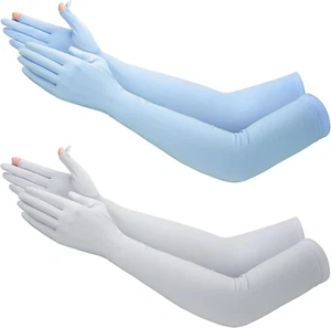 2 Pairs UV Long Sun Gloves Women'S Sunblock Driving Gloves Non Slip Full Finger - Picture 1 of 7