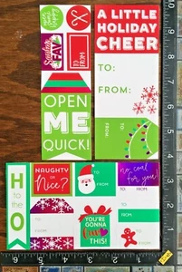 CHRISTMAS TAGS, DIFFERENT SIZES, ONE PACK WITH 15 BEAUTIFUL STICKERS #STAR12 - Picture 1 of 2