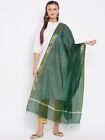 Women's Art Silk Dupatta Dark Green Traditional Fancy Stol Scarf Partywear Hijab